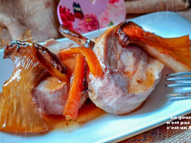 Filet de veau en cocotte, champignons eryngii sautés