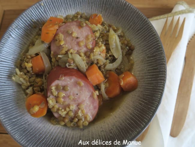 Trio de lentilles au saucisson à l'ail, au Cookéo ou pas