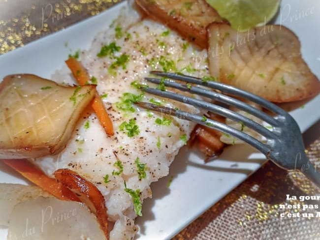 Dos de cabillaud sauté à l'huile de sésame et champignons eryngiis