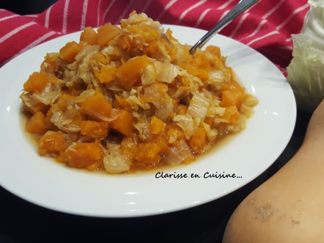 Fondue de butternut et de chou chinois