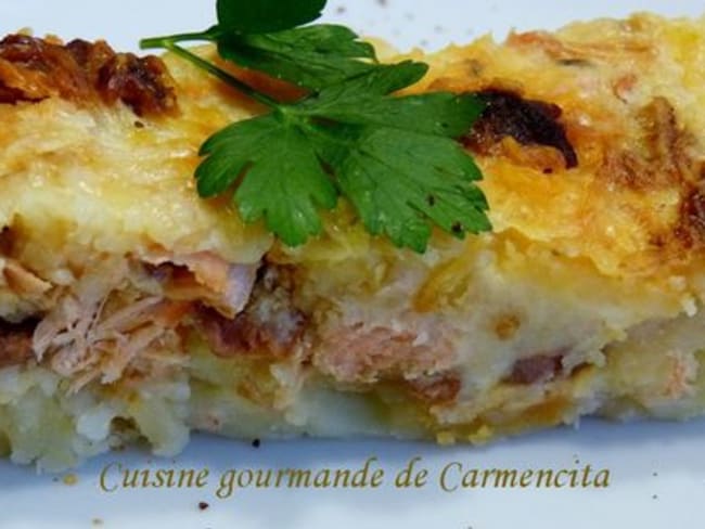 Parmentier de saumon au chorizo, un plat familial