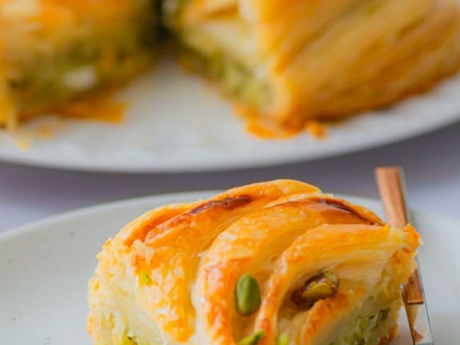 Galette des rois pistache et fleur d'oranger façon baklava