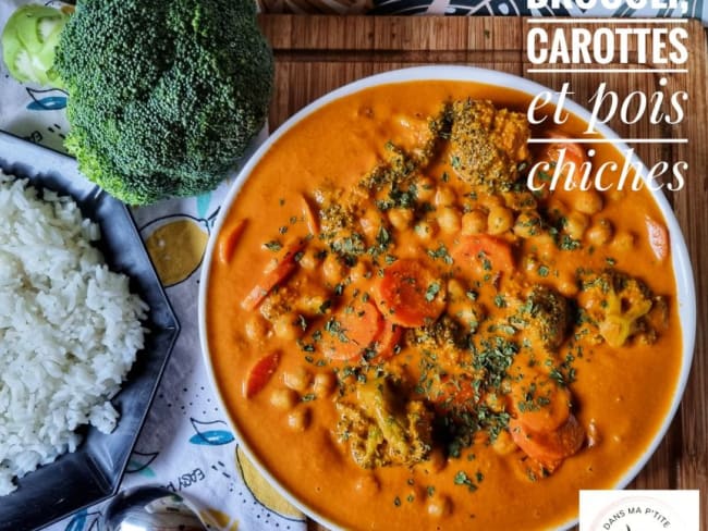 Curry de brocoli, carottes et pois chiches