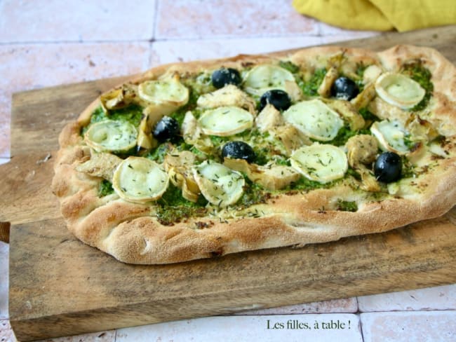 Pinsa romana au pesto de cima di rapa, une spécialité romaine