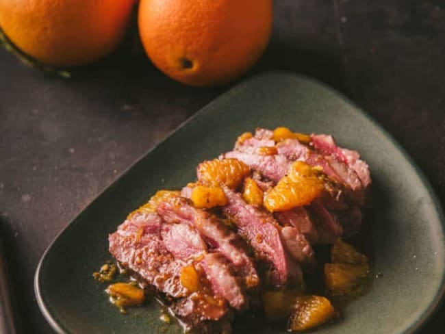 Magret de canard à l'orange et au miel