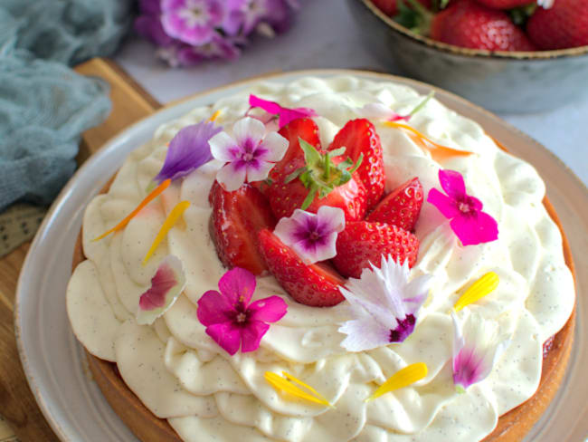 La tarte aux fraises et à la vanille