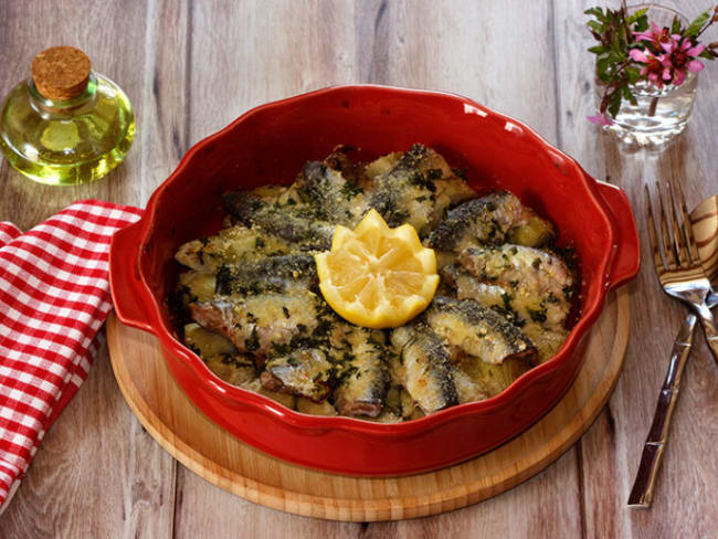 Gratin de sardines aux artichauts