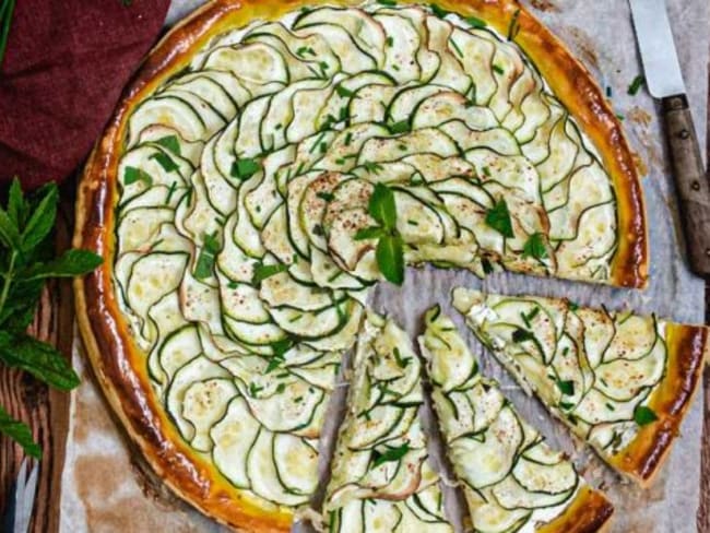 Tarte fine aux courgette et aux herbes sans matières grasses