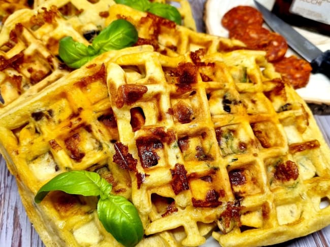 Gaufres salées au chorizo et aux tomates séchées