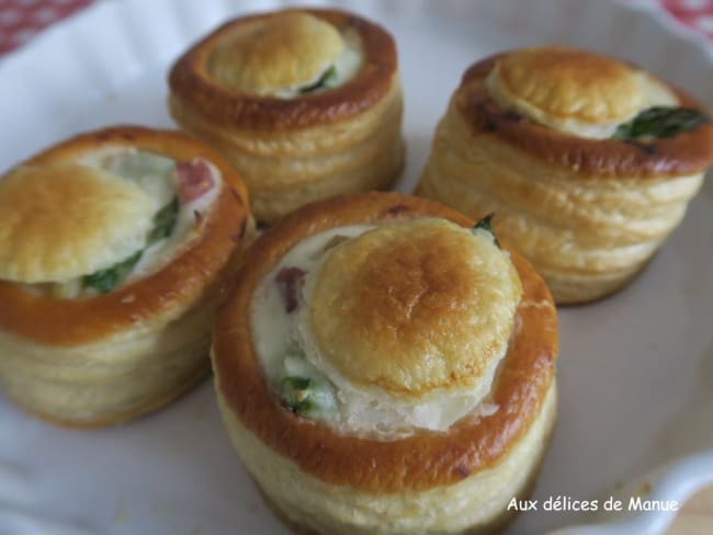 Vol au vent aux asperges lardons et crème au fromage