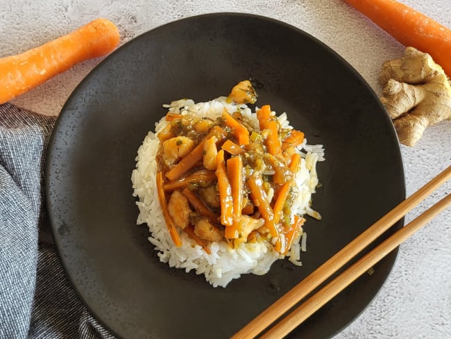 Bol renversé aux crevettes carottes et gingembre