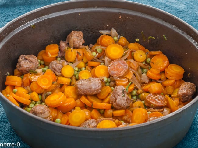 Boulettes de bœuf carottes petits pois