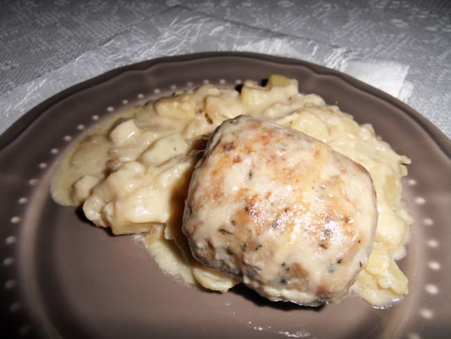 Crépinettes de porc et pommes de terre au gorgonzola