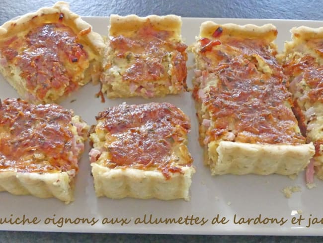 Quiche oignons aux allumettes de lardons et jambon