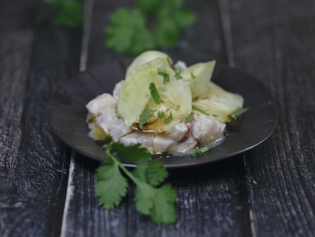 Tartare de dorade au concombre marinade gingembre citron