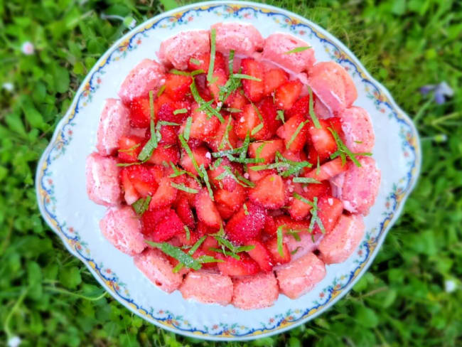 Charlotte aux fraises menthe et citron vert