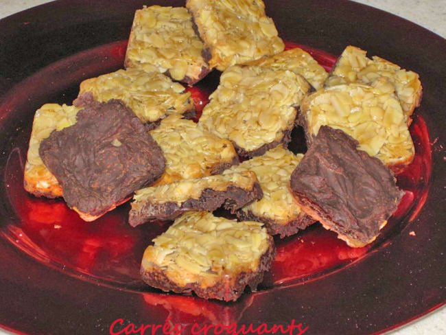 Carrés croquants amandes chocolat