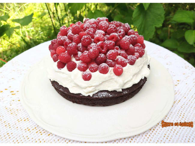 Gâteau facile chocolat framboises chantilly