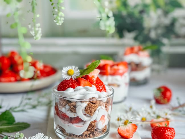 Tiramisu aux fraises vegan et sans gluten à la crème de coco