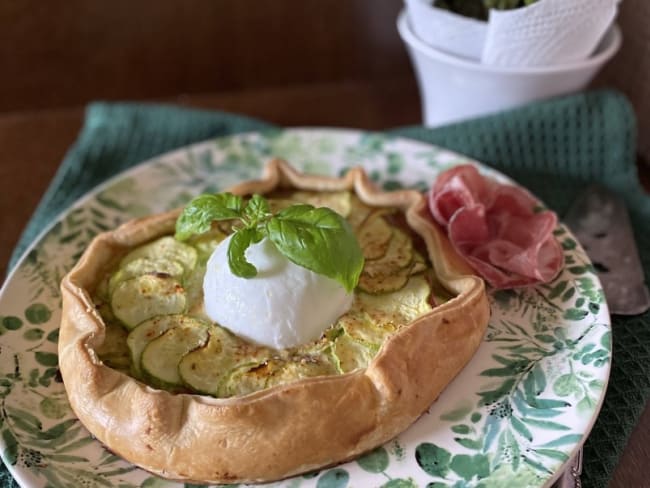 Tarte rustique aux courgettes bresaola et Mozzarella