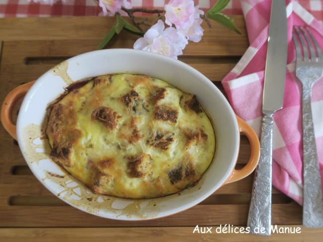 Cassolette d'asperges au jambon de Bayonne et croûtons