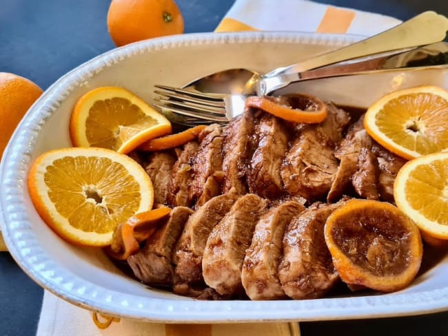 Filet mignon laqué à l’orange, avec du gingembre et de la sauce soja