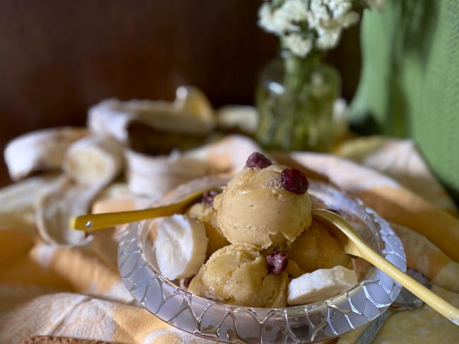 Sorbet banane mangue au jus d'orange