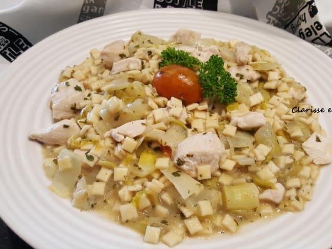 One pot de crozets aux endives et poulet