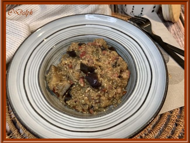 Quinoa aux aubergines et lardons