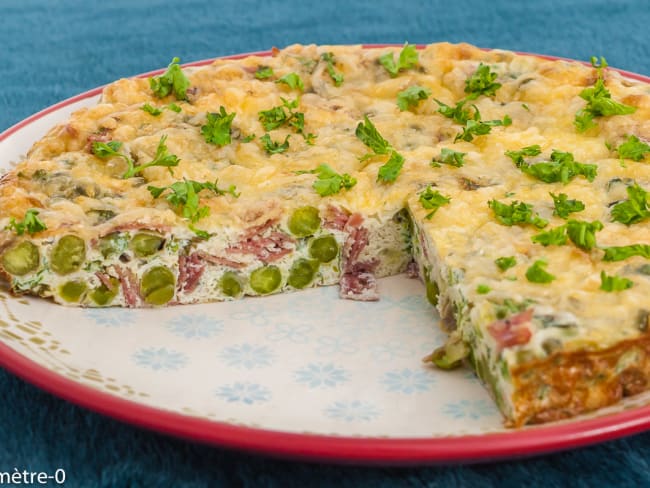 Frittata aux petits pois et à la rosette