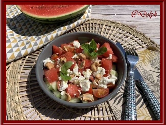 Salade de pastèque, tomate, concombre