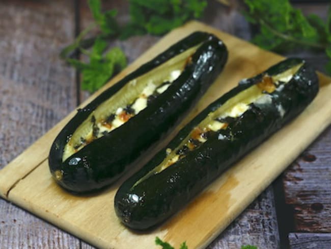 Courgettes fondantes au chèvre et à la menthe