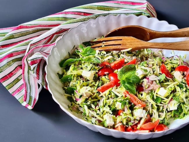 Salade de courgettes, feta, menthe