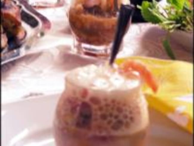 Salade Maritime Acidulée, Espuma de Pomelos en Verrine