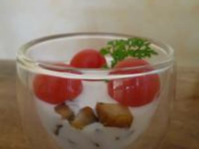 Verrines Tomates, Foie Gras et Champignons