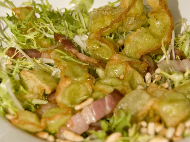 Salade de ravioles du dauphiné en friture