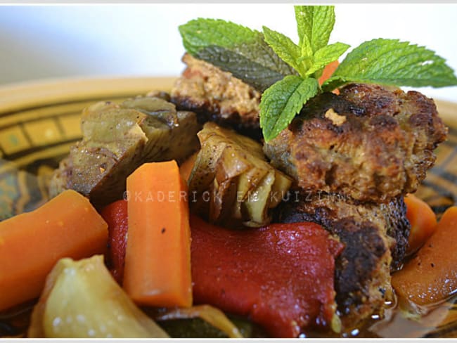 Tajine boulette aux artichauts et légumes bio