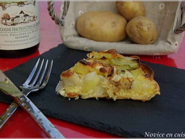 Tarte aux pommes de terre, poireaux et chevre