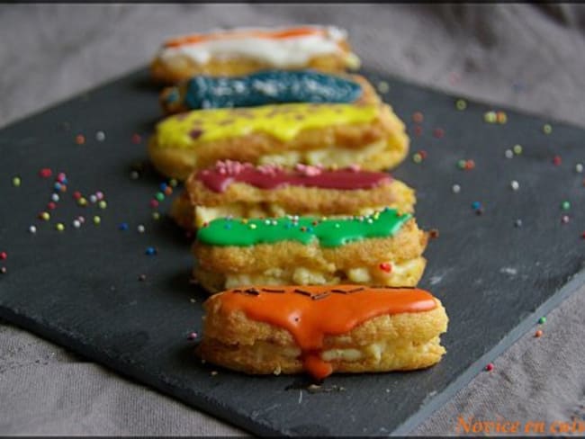 Mini éclairs à la créme pâtissière multicolores