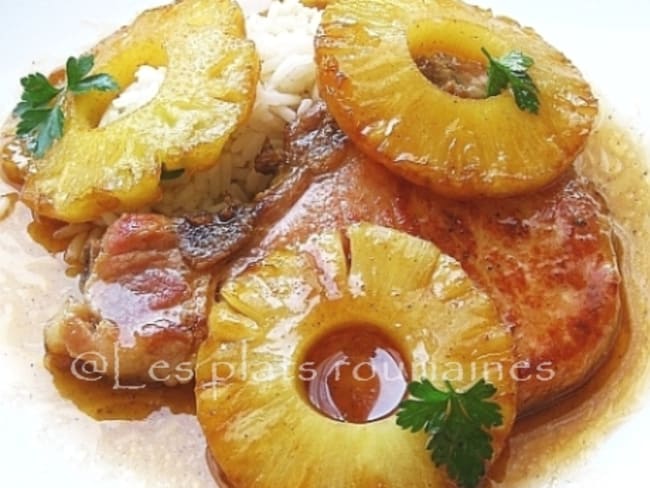 Côtes de porc et ananas caramélisés