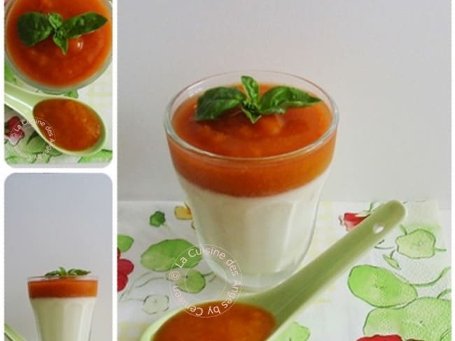 Panna Cota au Basilic et Sirop d’Agave, Compote d’Abricots au Miel