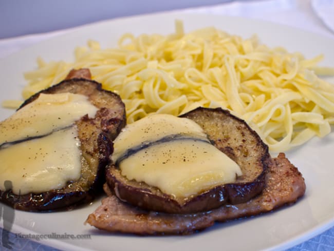 Saltimboccas de veau aux aubergines et fromage morbier