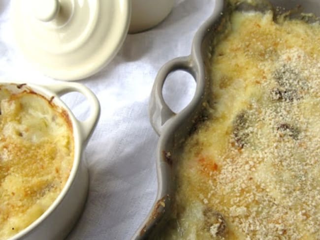 Gratin de cabillaud, saint-jacques et crevettes