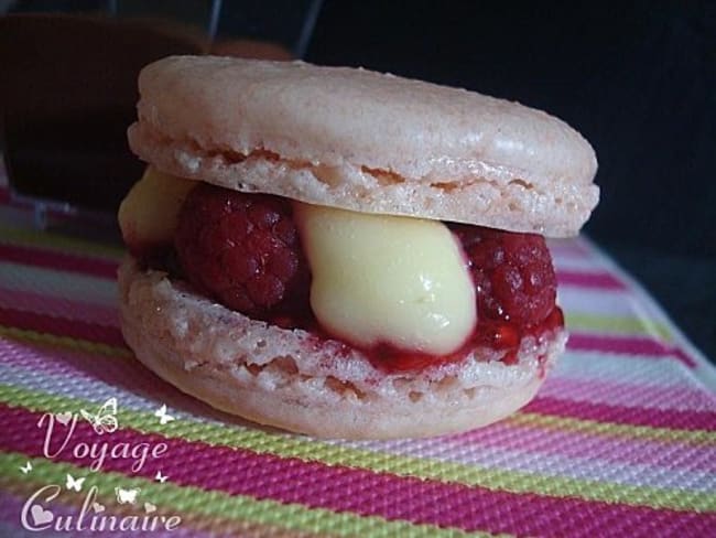 Macarons aux biscuits Rose de Reims, citron et framboises