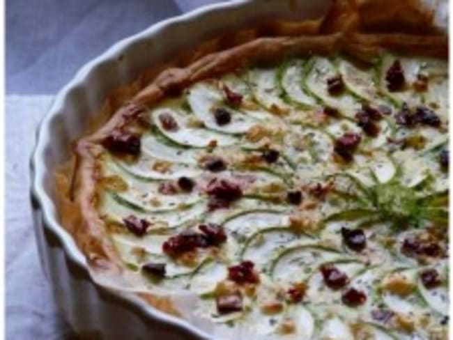 Tarte courgettes, feta et tomates séchées