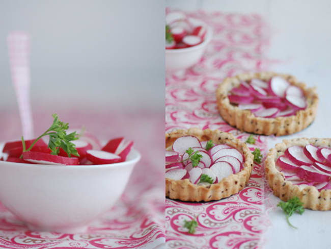 Tartelettes aux radis et fromage à tartiner