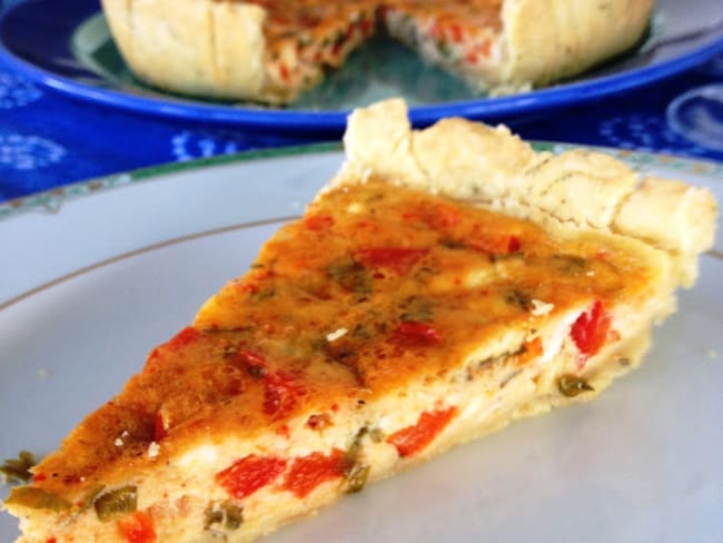 La tarte au fromage frais de brebis et aux poivrons rouges