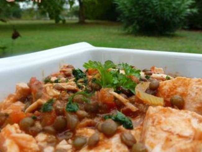 Lentilles à la Tomate et au Saumon