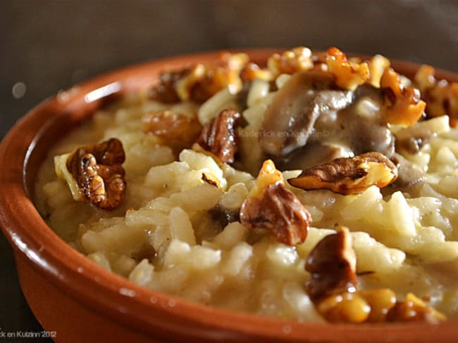 Risotto aux champignons et noix croquantes