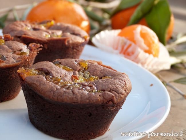 Fondant au chocolat aux épices de Noël et aux clémentines confites